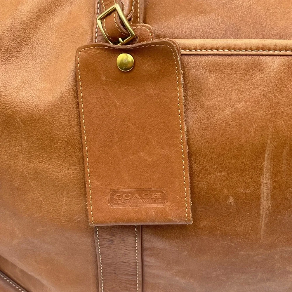 Vintage Coach British Tan Leather Duffle Bag USA Made Weekender 234-0550
